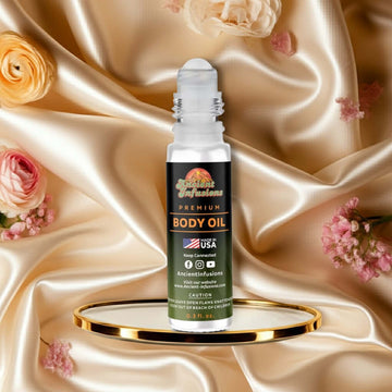 Chanel Chance Splendide Inspired Body Oil on silk with beautiful rose petals