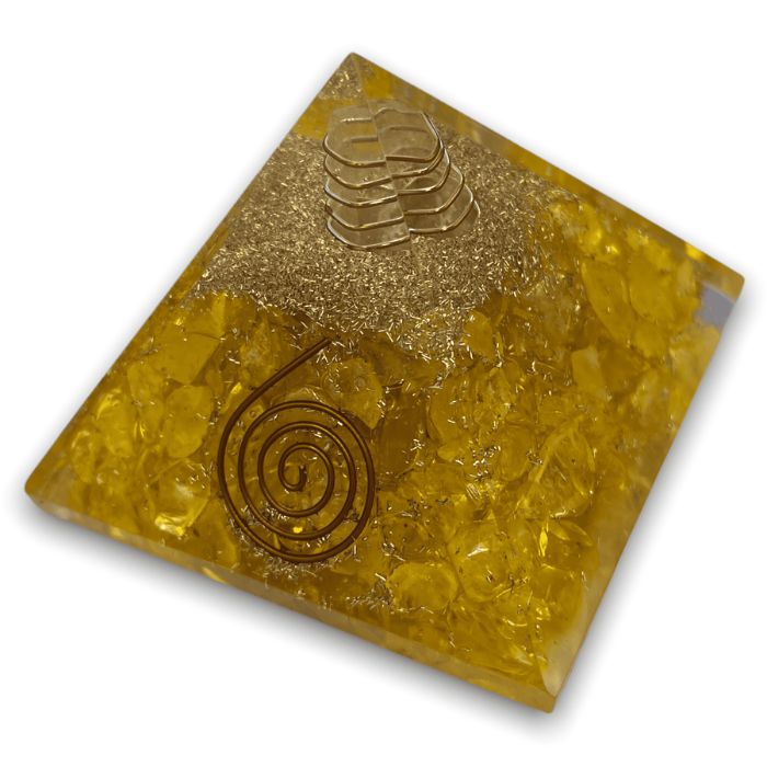 Ancient Infusions Citrine Orgonite Pyramid - Harness the power of citrine crystal and orgonite for positive energy.