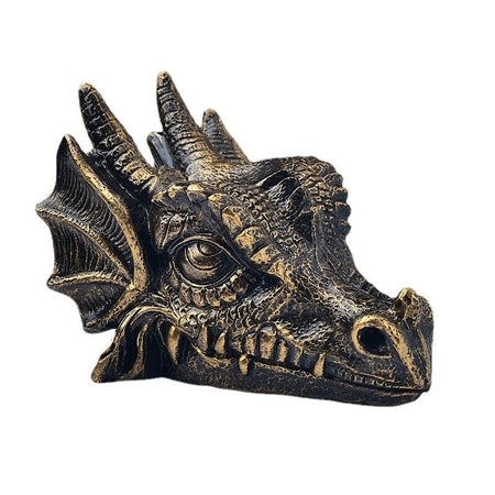 Ancient Infusions - Copper Dragon Head stand for serene spiritual experiences.