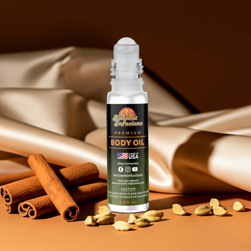 Creed Santal Inspired Body Oil with notes of sandalwood, cinnamon, coriander, and tonka bean, soothing and aromatic scent