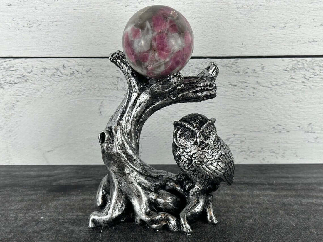 Divine Wisdom - Elevate your energy with our Owl Sphere Stand.