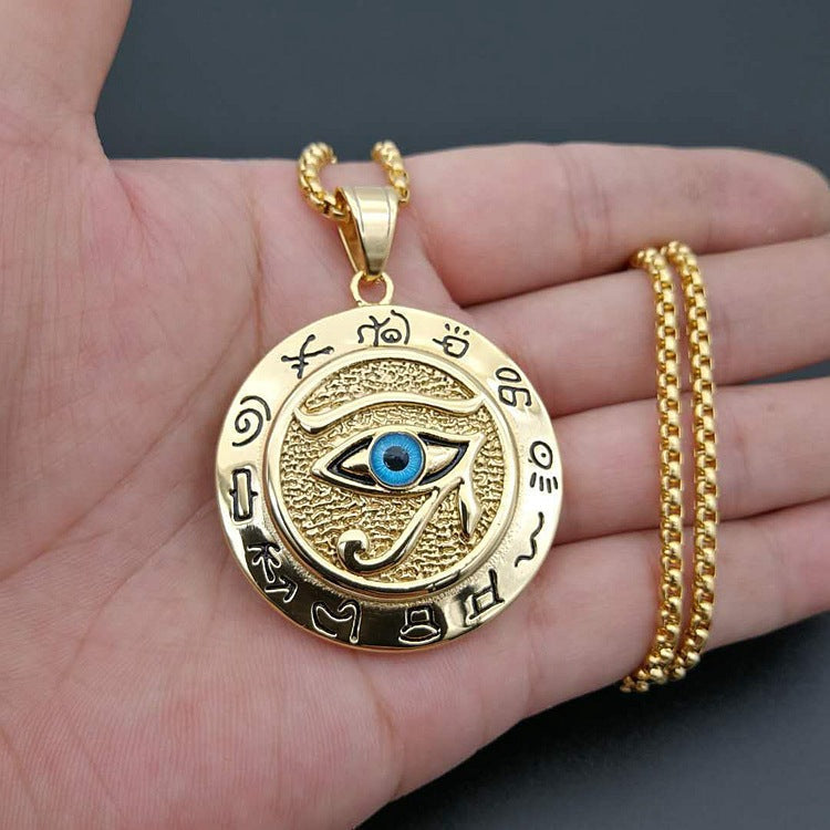 Egyptian Eye of Ra Necklace in Gold and Silver with Stainless Steel Chain by Ancient Infusions.