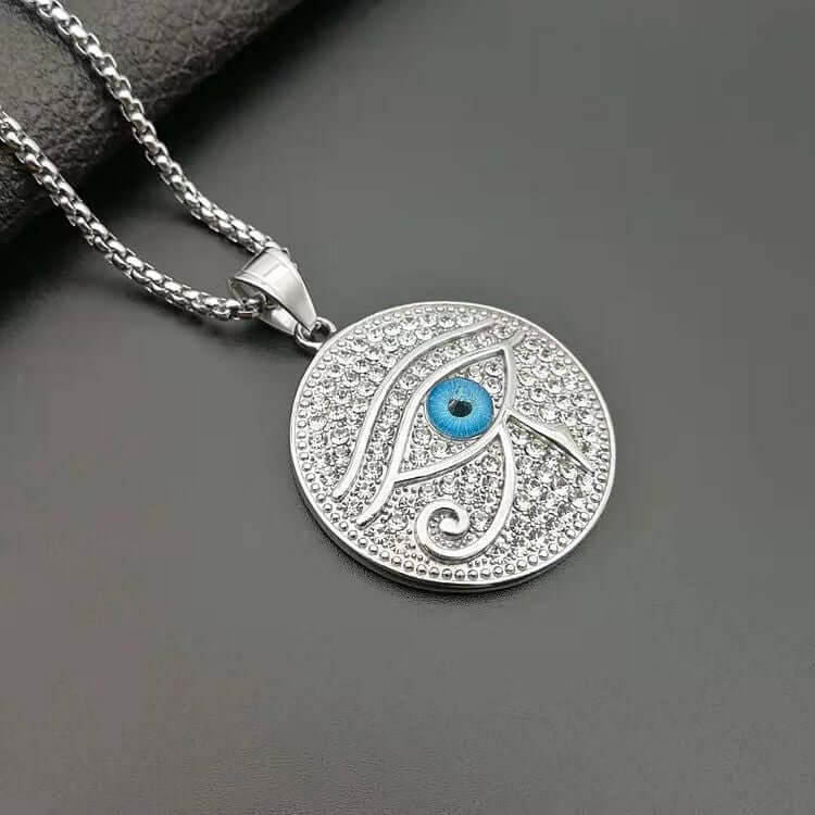 Gold and Silver Eye of Ra Necklace with Stainless Steel Chain by Ancient Infusions – Timeless Egyptian Jewelry.