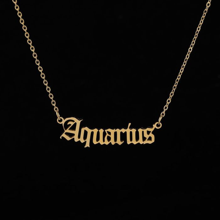 Gold and Silver Stainless Steel Aquarius Necklace by Ancient Infusions – Elegant Zodiac Pendant for Men and Women.