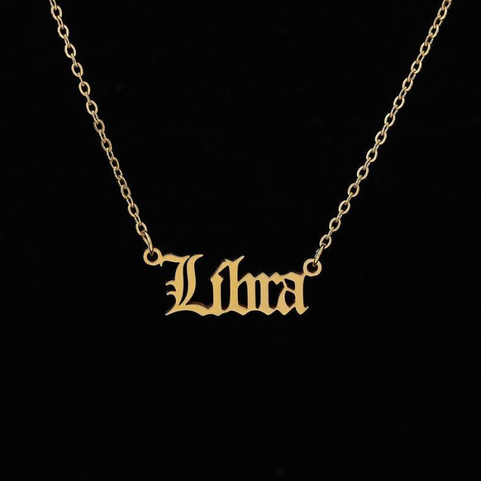 Gold and Silver Stainless Steel Libra Necklace by Ancient Infusions – Elegant Zodiac Pendant for Men and Women.