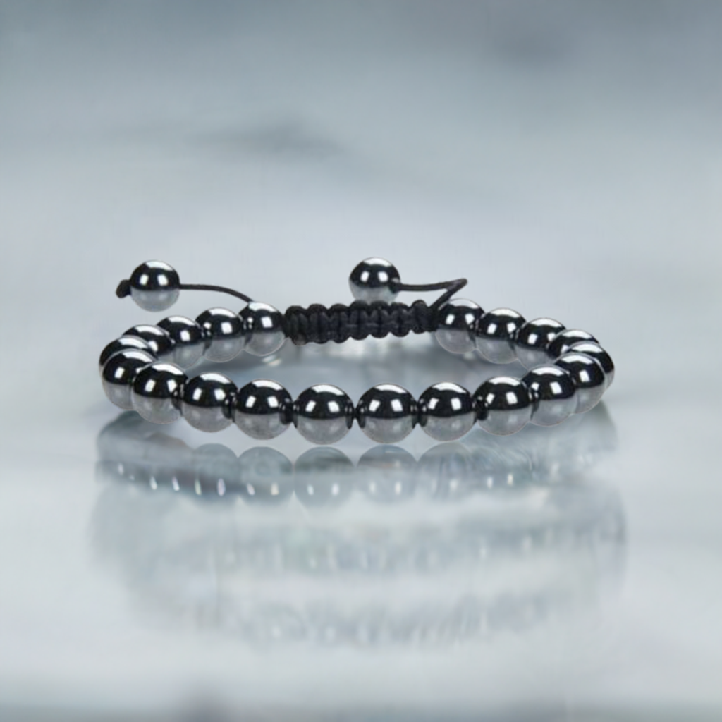 Hematite Adjustable Rope Bracelet - Healing Properties and Grounding Benefits.