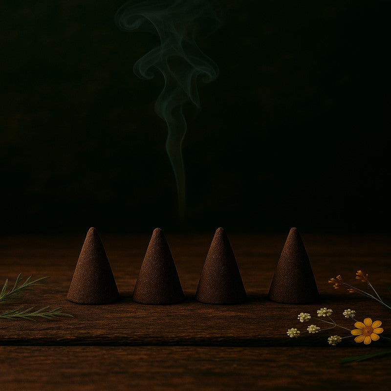 Handcrafted eucalyptus cones – invigorating incense for focus and cleansing.