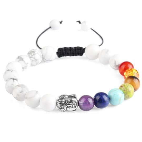 7 Chakra Howlite Energy Bracelet - Buddha Head – Natural Stones and Spiritual Energy.