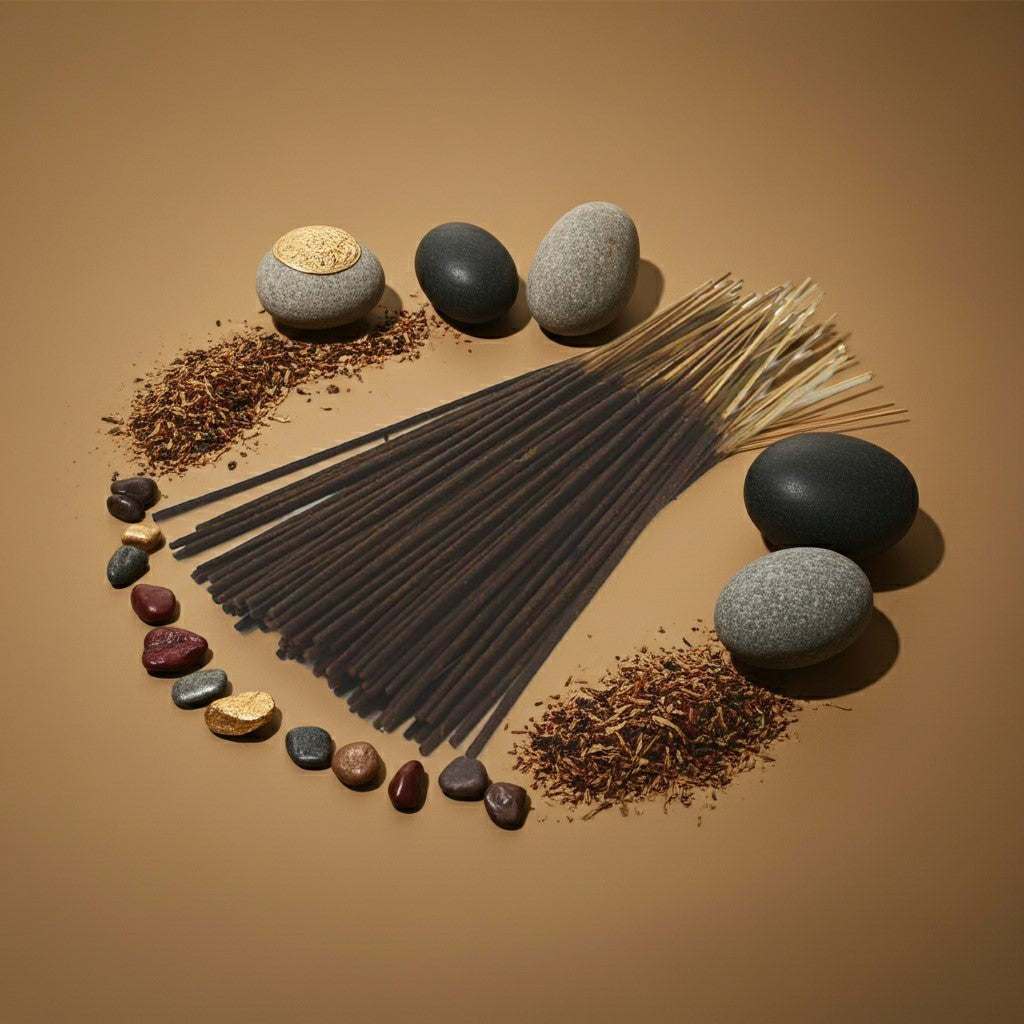 Lagerfeld Incense Sticks with a red ribbon on a beige background