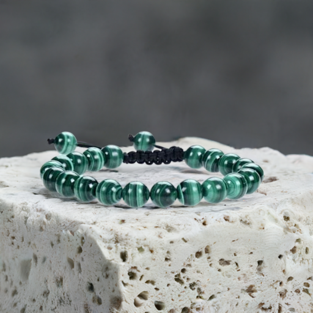 Malachite Adjustable Rope Bracelet - Healing Properties and Transformation Benefits.