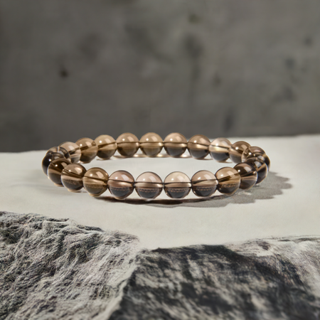 Smoky Quartz Bracelet for Men and Women – Real Beaded Elastic Healing Crystal Jewelry.