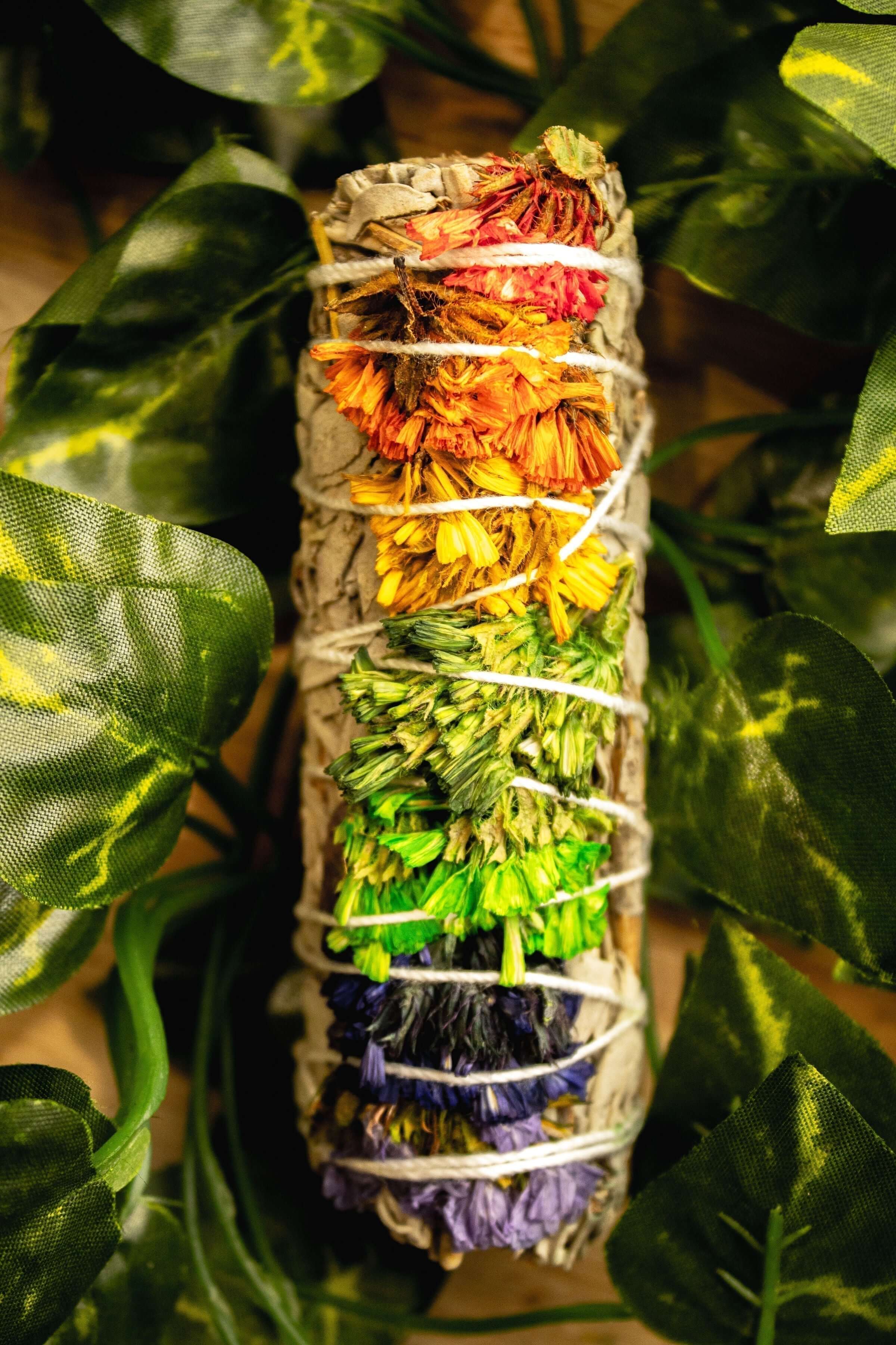 7 Chakra Native White Sage Smudge Stick - Benefits for Cleansing and Chakra Alignment.