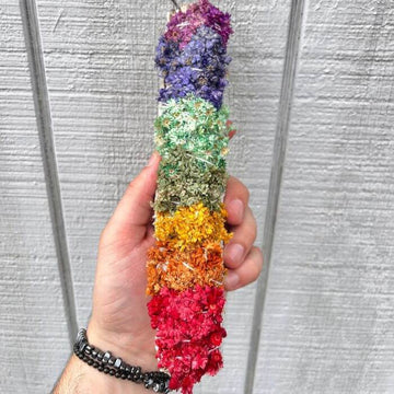 7 Chakra Native White Sage Smudge Stick - 8 inch - Benefits for Cleansing and Chakra Alignment.
