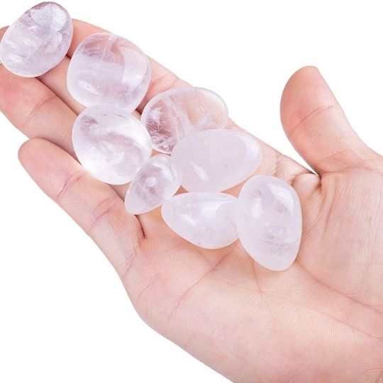 Natural Clear Quartz Tumble Stones - Polished Crystal for Healing and Spiritual Growth.