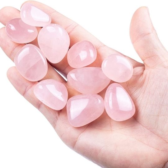 Natural Rose Quartz Tumble Stones - Polished Crystals for Love and Emotional Healing.