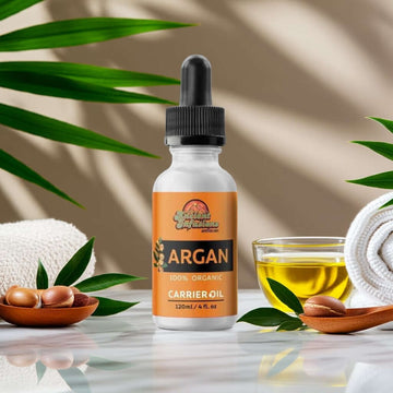 Organic Moroccan argan oil carrier oil by Ancient Infusions – 100% pure cold-pressed oil for skin hydration, hair nourishment, and natural beauty care.