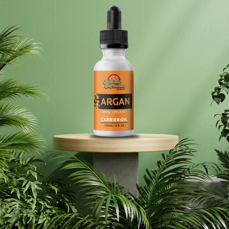 Organic argan oil carrier oil by Ancient Infusions – 100% pure cold-pressed oil for skin hydration, hair nourishment, and natural beauty care.