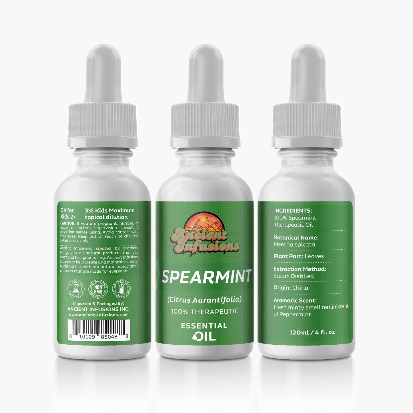 Pure Spearmint Essential Oil with a refreshing aroma, promoting clarity and well-being.