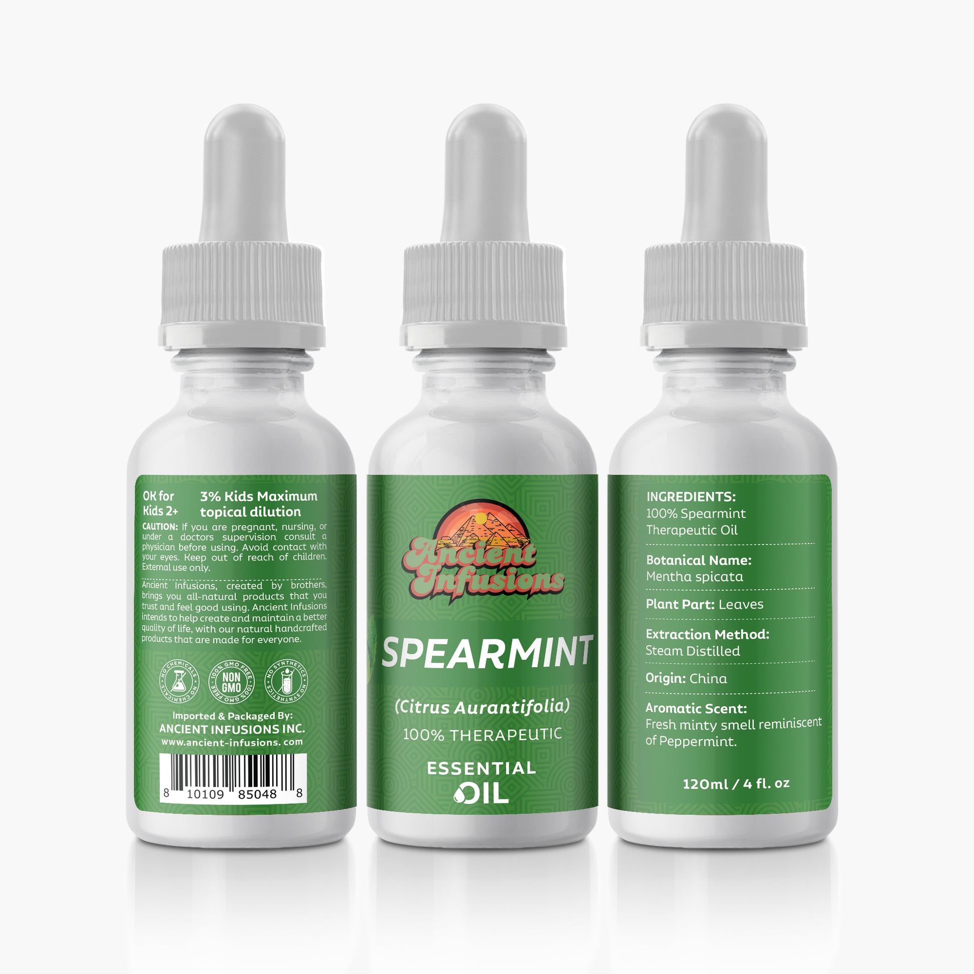 Pure Spearmint Essential Oil with a refreshing aroma, promoting clarity and well-being.