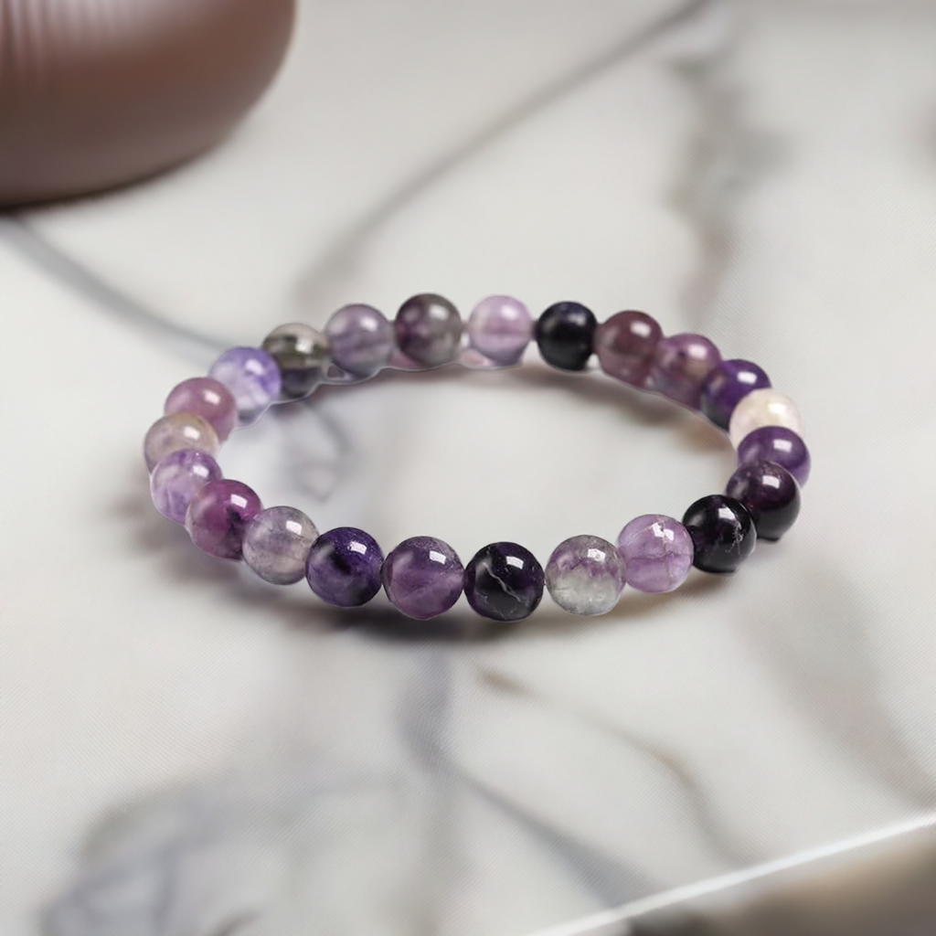 Purple Fluorite Bracelet Benefits and Meaning – Real Healing Crystal Jewelry for Balance and Intuition.