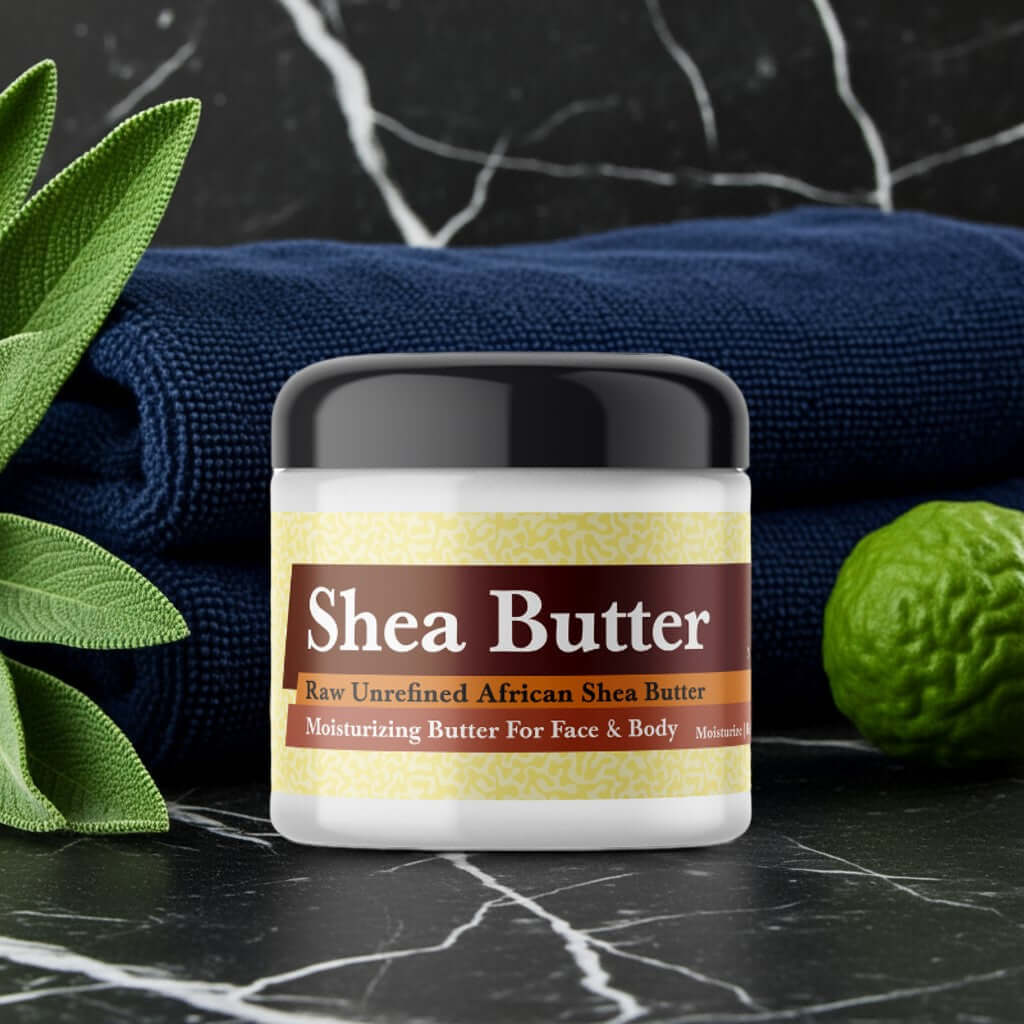 Jar of YSL Y Men Inspired Scented Shea Butter on a marble surface