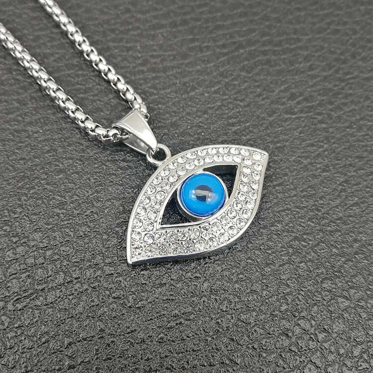 18k Gold-Plated Evil Eye Pendant Necklace with Stainless Steel Chain by Ancient Infusions – Modern Protective Jewelry.