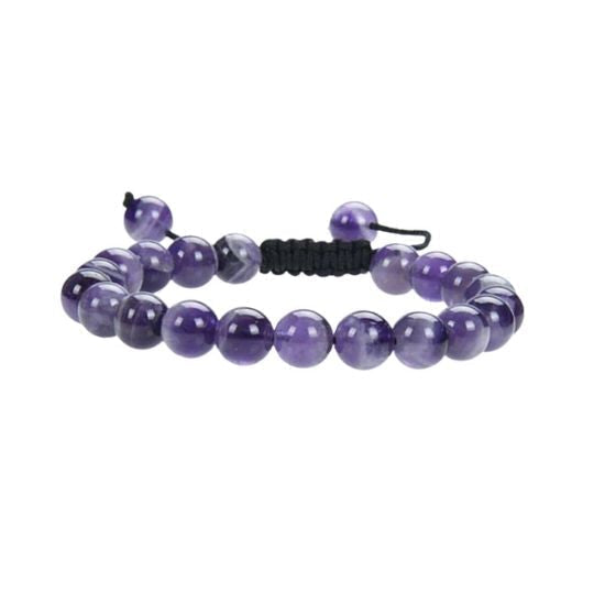 Real Amethyst Adjustable Rope Bracelet for Men and Women - Serenity and Emotional Balance.