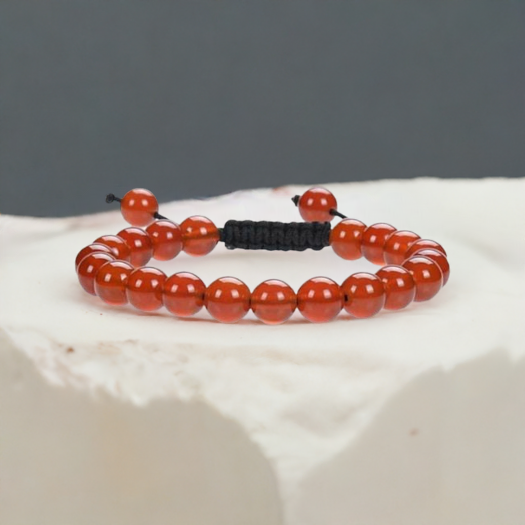 Real Carnelian Adjustable Rope Bracelet for Men and Women - Energy and Confidence.