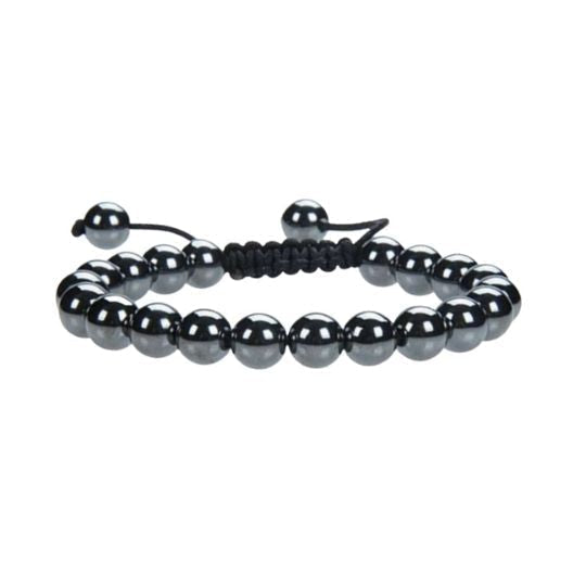 Real Hematite Adjustable Rope Bracelet for Men and Women - Focus and Stability.