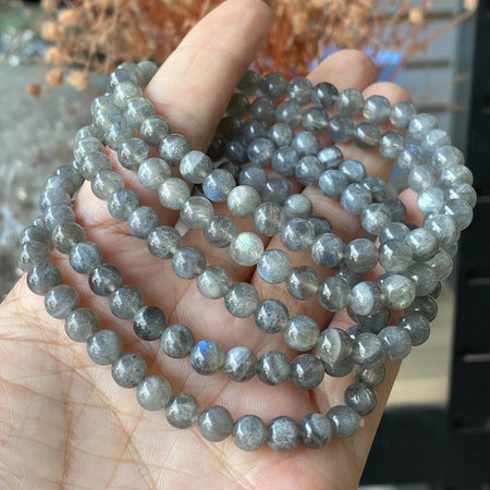 Real Labradorite Beaded Elastic Bracelet for Men and Women – Healing Crystal Jewelry.
