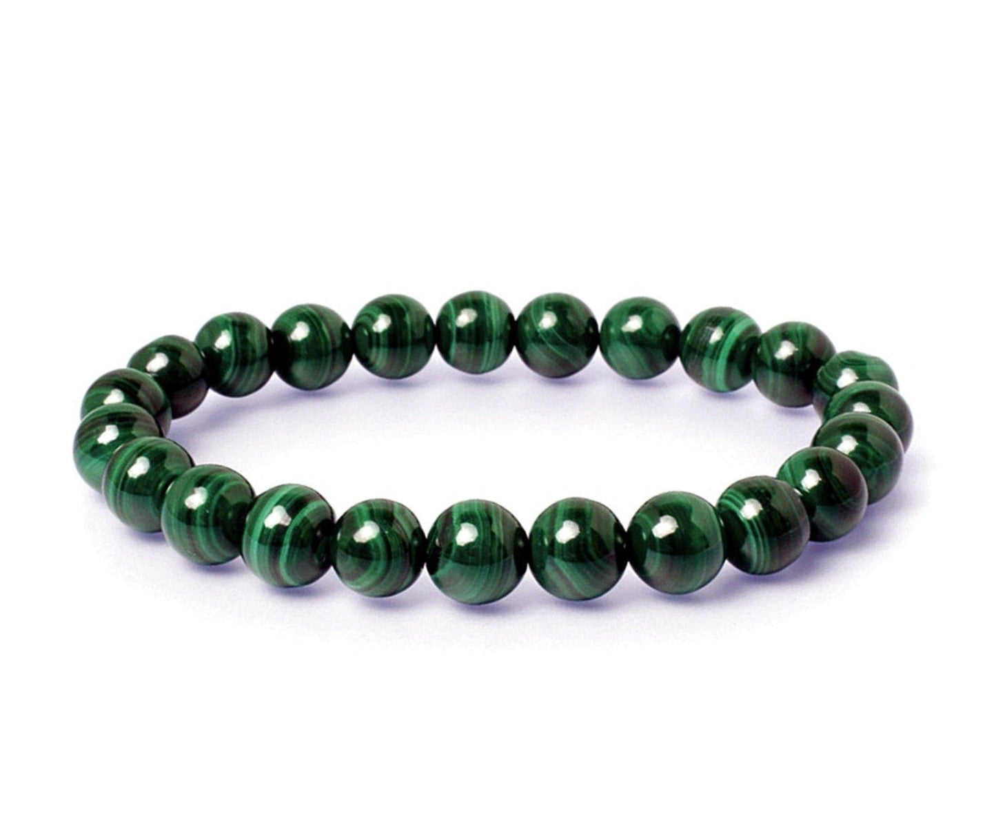 Real Malachite Beaded Elastic Bracelet for Men and Women – Healing Crystal Jewelry.