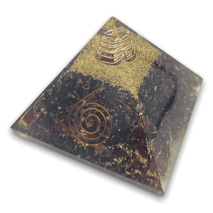 Red Garnet Orgonite Pyramid by Ancient Infusions - Ignite creativity and vitality in your surroundings with the dynamic energy of Red Garnet crystal and orgonite technology.