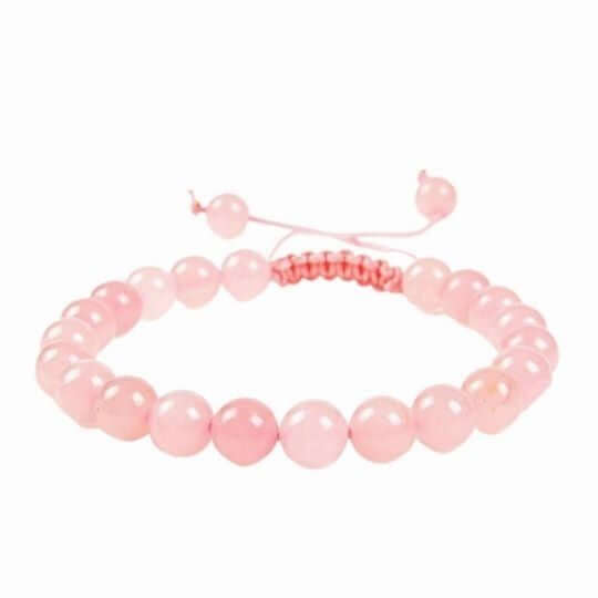 Real Rose Quartz Adjustable Rope Bracelet for Men and Women - Emotional Healing and Compassion.