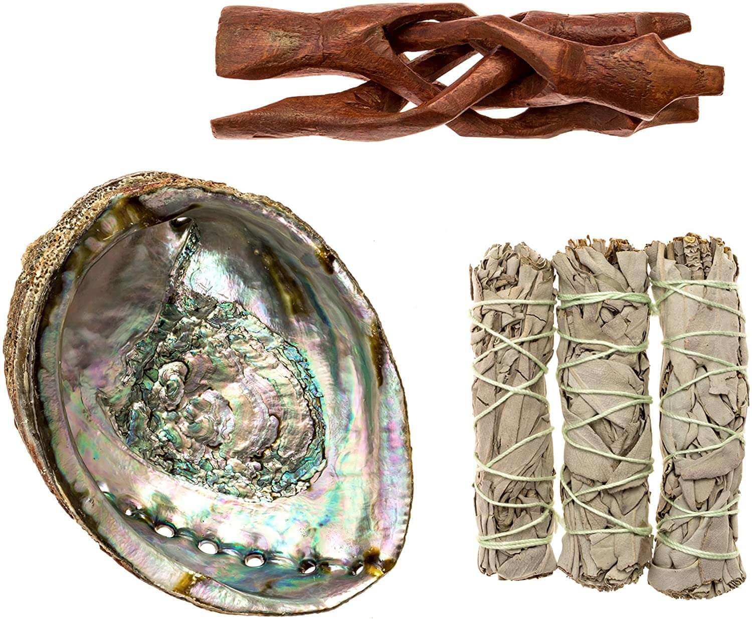 Spiritual Cleansing Kit INCLUDES: Sage, Abalone Shell, and Palo Santo Smudge Kit for Beginners and Spiritual Practice.