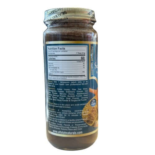 Side view of Sea Moss Herbal Honey 16 oz. jar with label details
