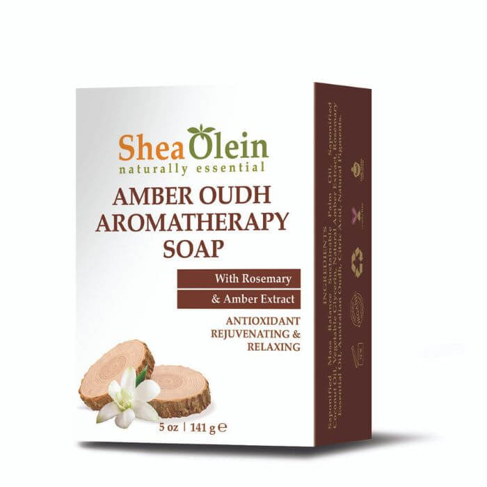 Shea Olein Amber Oudh Soap Bar with rosemary and amber for antioxidant rejuvenation and relaxation