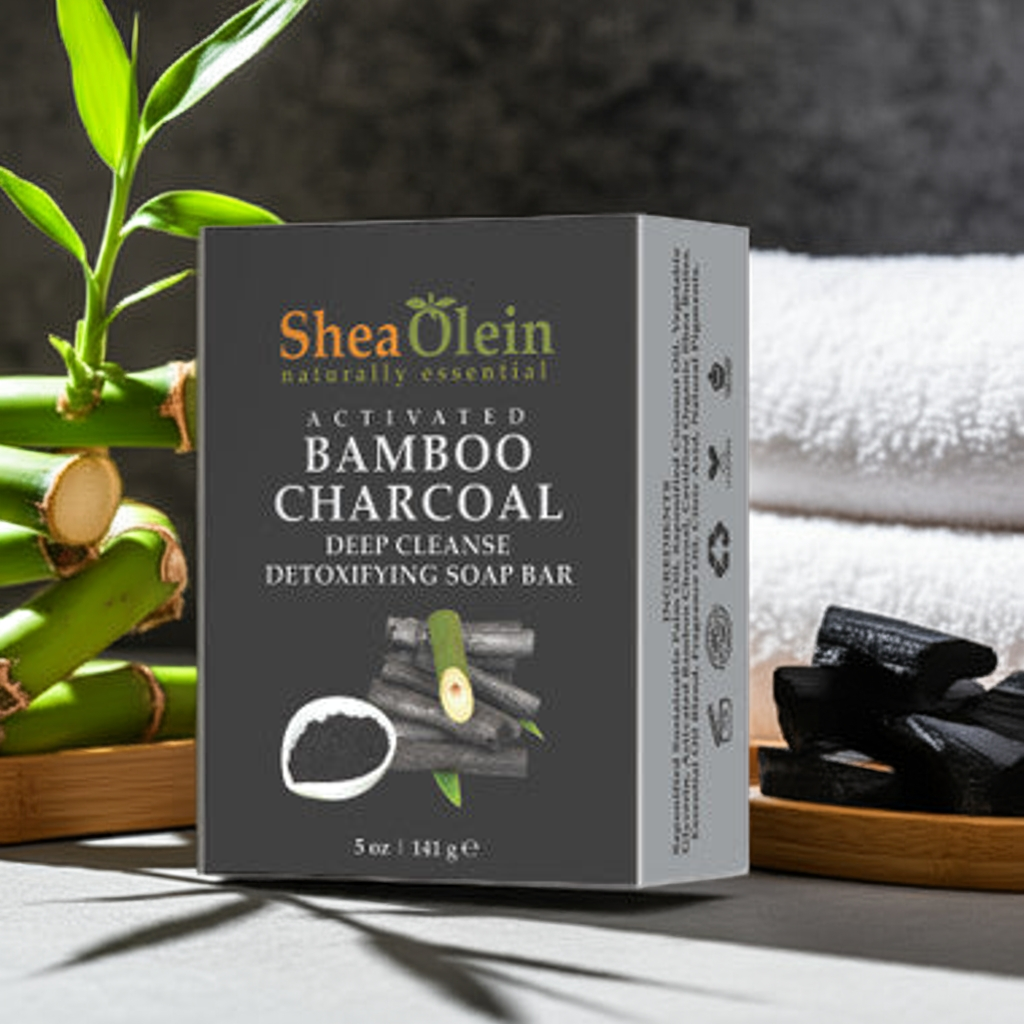 shea-olein-bamboo-charcoal-soap-on-bathroom-counter.