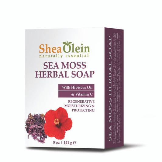 Shea Olein Sea Moss Herbal Soap - Hydrating, Anti-Wrinkle, and Antibacterial Skincare Bar with Organic Ingredients.