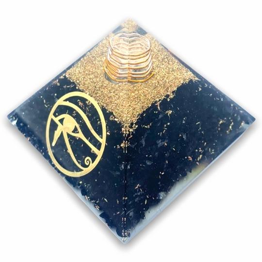 Shungite Orgonite Pyramid by Ancient Infusions - Infuse your space with the purifying energy of Shungite and the positive vibes of orgonite.