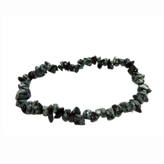 Snowflake Obsidian Chip Bracelet - Healing Properties and Protection Benefits.