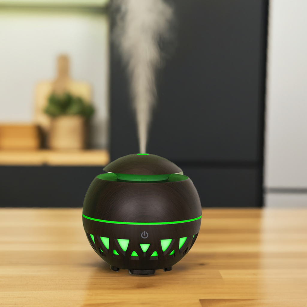 Sphere Design Aroma Diffuser – Compact and Stylish with LED Lighting for Aromatherapy.