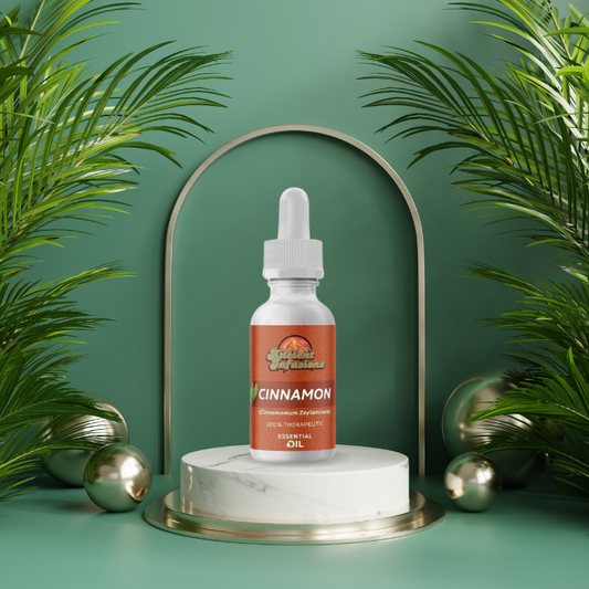 Therapeutic cinnamon leaf essential oil by Ancient Infusions – 100% pure aromatherapy oil for immune support, stress relief, and warming comfort.