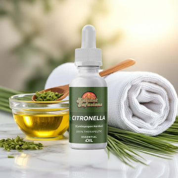Therapeutic citronella essential oil by Ancient Infusions – 100% pure aromatherapy oil for insect repellent, mood enhancement, and freshening spaces.