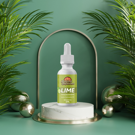 Therapeutic lime essential oil by Ancient Infusions – 100% pure citrus aromatherapy oil for energy, mood boost, and skincare.