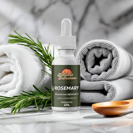 Therapeutic rosemary essential oil by Ancient Infusions – 100% pure aromatherapy oil for focus, memory support, and hair care.