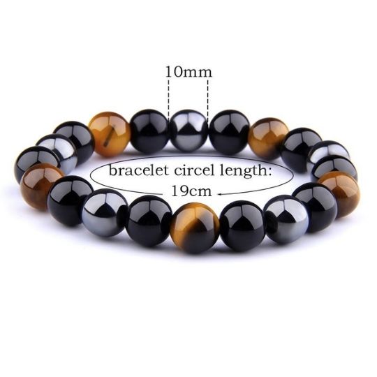 Highly Reviewed Triple Protection Bracelet with Obsidian, Tiger’s Eye, and Hematite.