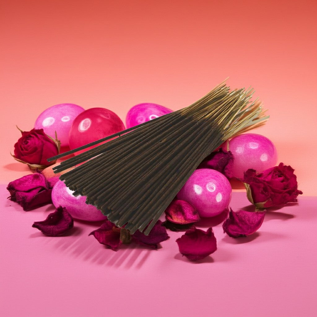 Wet Kisses Incense Sticks in the center with red and pink hightlights