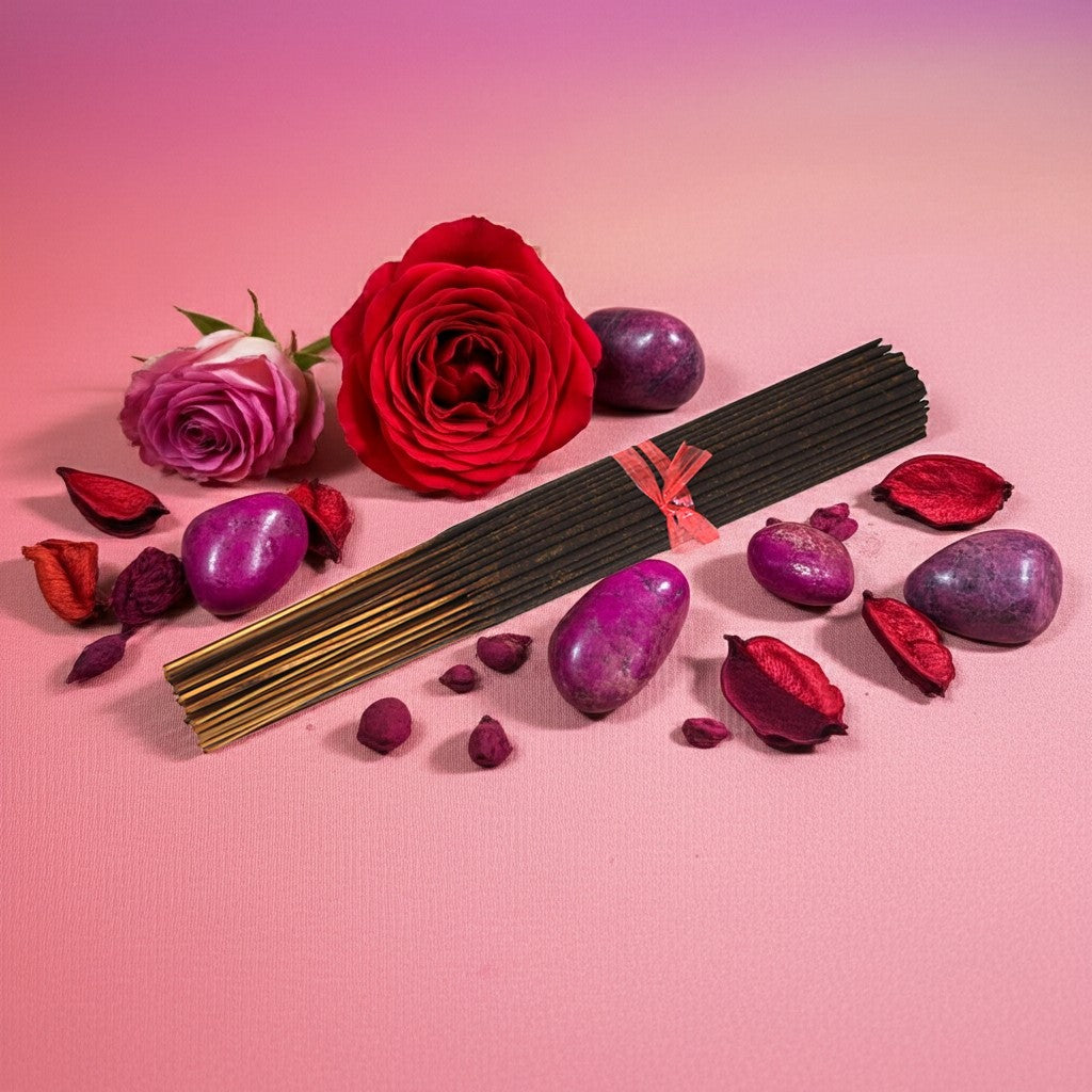 Wet Kisses Incense Sticks in the center with red and pink hightlights