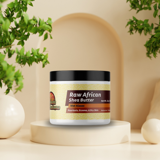 Wet Kisses raw African shea butter by Ancient Infusions – 100% pure natural moisturizer with a flirty, alluring scent for soft, hydrated, and nourished skin.