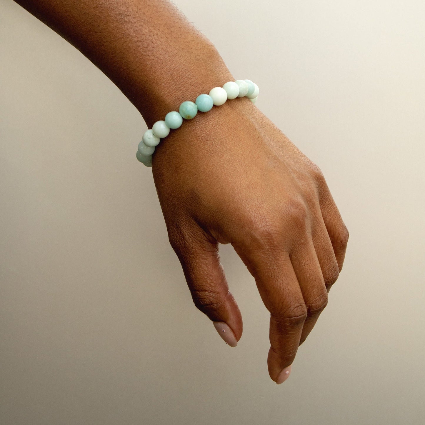 Women’s Amazonite Bracelet – Real Beaded Elastic Healing Crystal Jewelry.